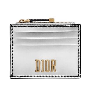CHRISTIAN DIOR Metallic Calfskin D-Fence Card Holder/Wallet - Authentic